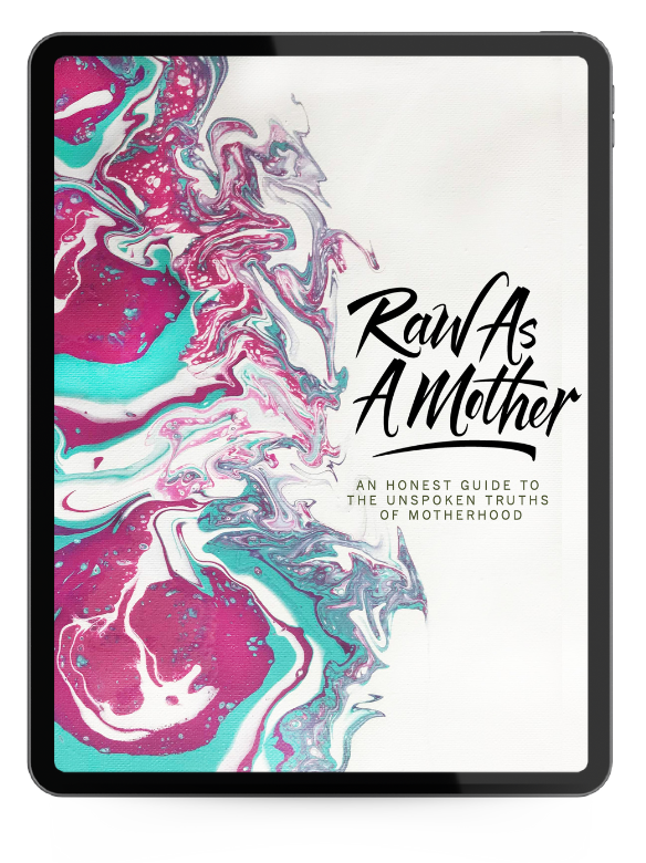 tablet mockup of the raw as a mother book by sarah elora